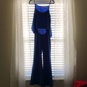 Blue open back jumpsuit!